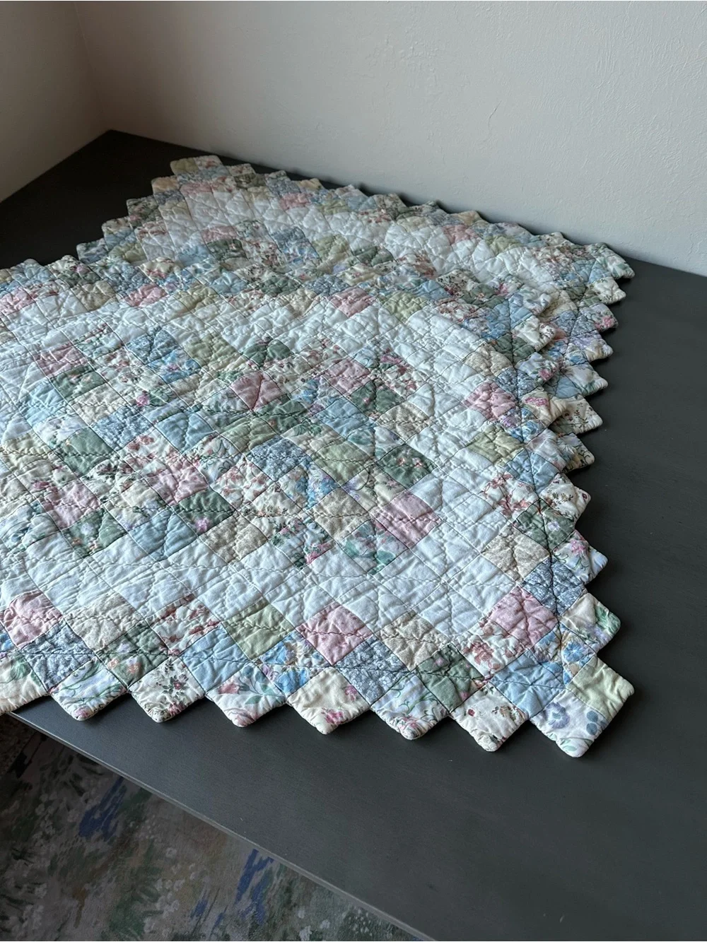 Vintage JCPenney Pastel Floral Quilted Pillow Shams Cover Cotton Size 21”X27”